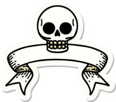 tattoo sticker with banner of a skull png