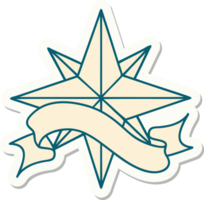 adesivo de tatuagem com banner de uma estrela png