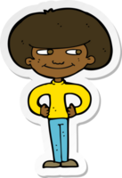 sticker of a cartoon boy with hands on hips png