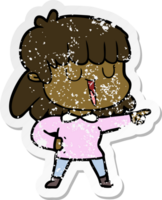 distressed sticker of a cartoon woman png