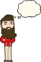 cartoon serious man with beard with thought bubble png