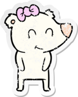 distressed sticker of a female polar bear cartoon png