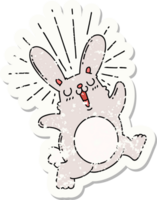 grunge sticker of tattoo style prancing rabbit png