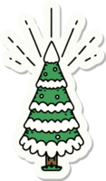 sticker of tattoo style snow covered pine tree png
