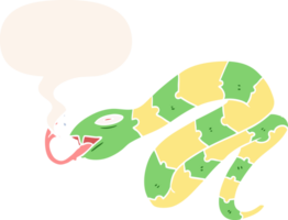 cartoon hissing snake and speech bubble in retro style png