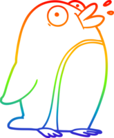 rainbow gradient line drawing cartoon penguin png