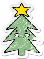 distressed sticker of a cute cartoon christmas tree png