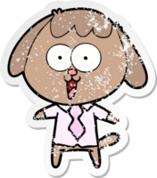 distressed sticker of a cute cartoon dog png