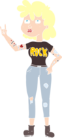 flat color illustration of a cartoon rocker girl png