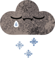 nube de nieve de tormenta de dibujos animados de estilo de ilustración retro png