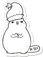 sticker of a cartoon christmas beaver png