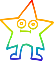 rainbow gradient line drawing cartoon star character png