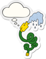 cartoon hosepipe and thought bubble as a printed sticker png