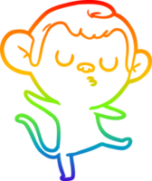 rainbow gradient line drawing cartoon monkey png