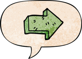 cartoon pointing arrow and speech bubble in retro texture style png