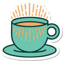 tattoo style sticker of cup of coffee png