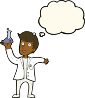 cartoon happy scientist with thought bubble png