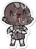 distressed sticker of a cartoon robot png