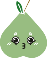 flat color retro cartoon green pear png