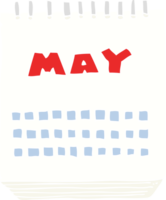 flat color illustration of a cartoon calendar showing month of may png