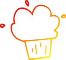 warm gradient line drawing cartoon muffin png