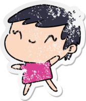 distressed sticker cartoon of a cute kawaii girl png