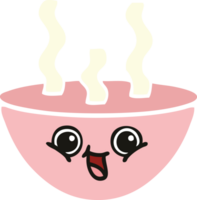 tigela de desenho retrô de cor lisa de sopa quente png