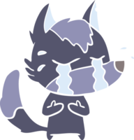 flat color style cartoon crying wolf png