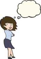 cartoon happy woman with thought bubble png