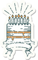 grunge sticker of tattoo style birthday cake png