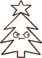 desenho a carvão de árvore de natal png