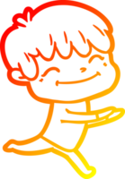 desenho de linha de gradiente quente desenho animado menino feliz png