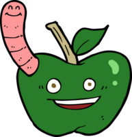 Cartoon-Apfel mit Wurm png