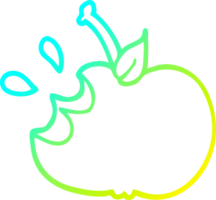 ligne de gradient froid dessin dessin animé pomme mordue juteuse png