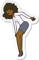 sticker of a cartoon annoyed woman rubbing knee png