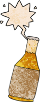 cartoon beer bottle and speech bubble in retro texture style png
