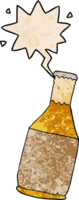 garrafa de cerveja de desenho animado e bolha de fala no estilo de textura retrô png