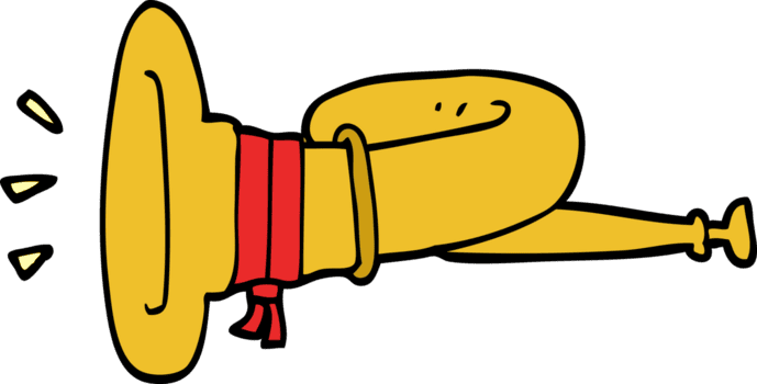 tecknad doodle curled horn instrument png