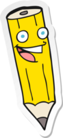 sticker of a happy cartoon pencil png