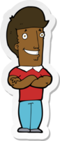 sticker of a cartoon man with folded arms grinning png