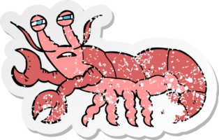 adesivo retrô angustiado de uma lagosta de desenho animado png