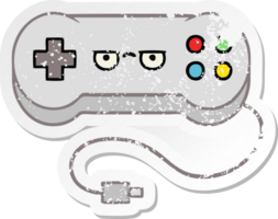 verontruste sticker van een schattige cartoon-gamecontroller png