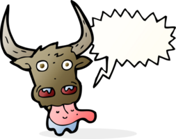 cara de vaca de desenho animado com balão png