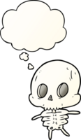 cartoon skeleton and thought bubble in smooth gradient style png