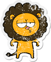 beunruhigter Aufkleber eines Cartoon gelangweilten Löwen png