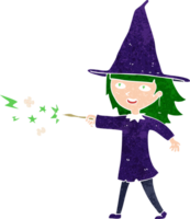 cartoon witch girl casting spell png