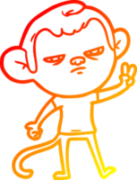 desenho de linha de gradiente quente desenho animado macaco irritado png