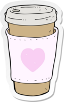 sticker of a cartoon I love coffee cup png