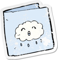 retro distressed sticker of a cartoon card with cloud pattern png