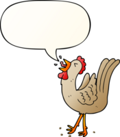 cartoon crowing cockerel and speech bubble in smooth gradient style png